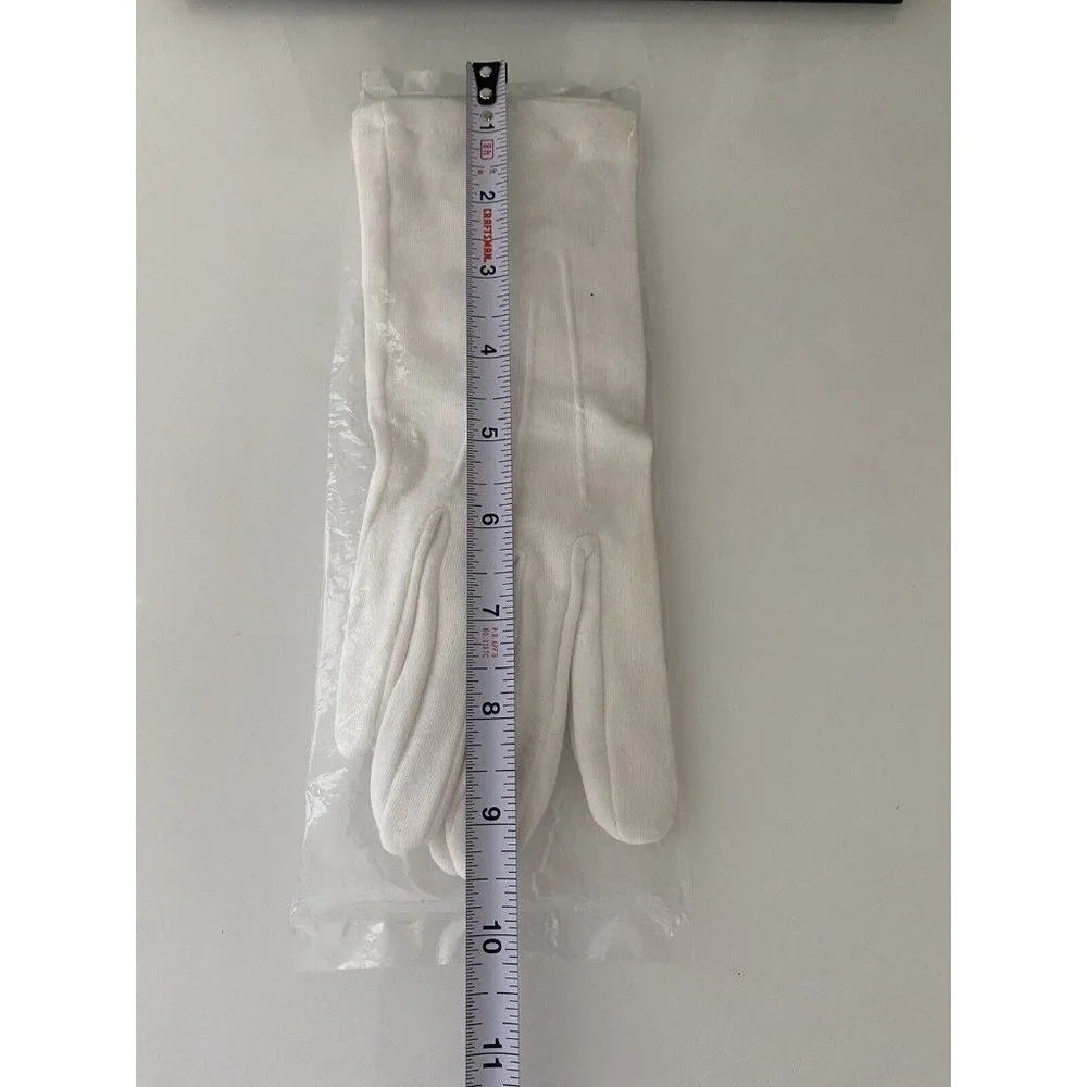 1 Pair White Class A Dress Uniform‎ Gloves Band Parade Honor Fireman Police NIB